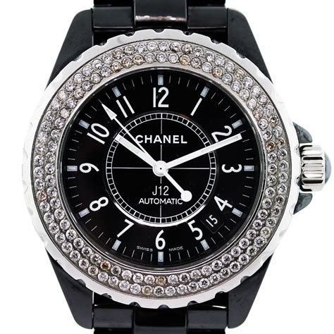 chanel watch woman black|chanel black watch with diamonds.